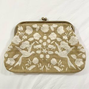 Anthropologie Jigsaw London oversized embroidered clutch
